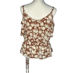 Sienna Sky Brown White Sleeveless Top Medium